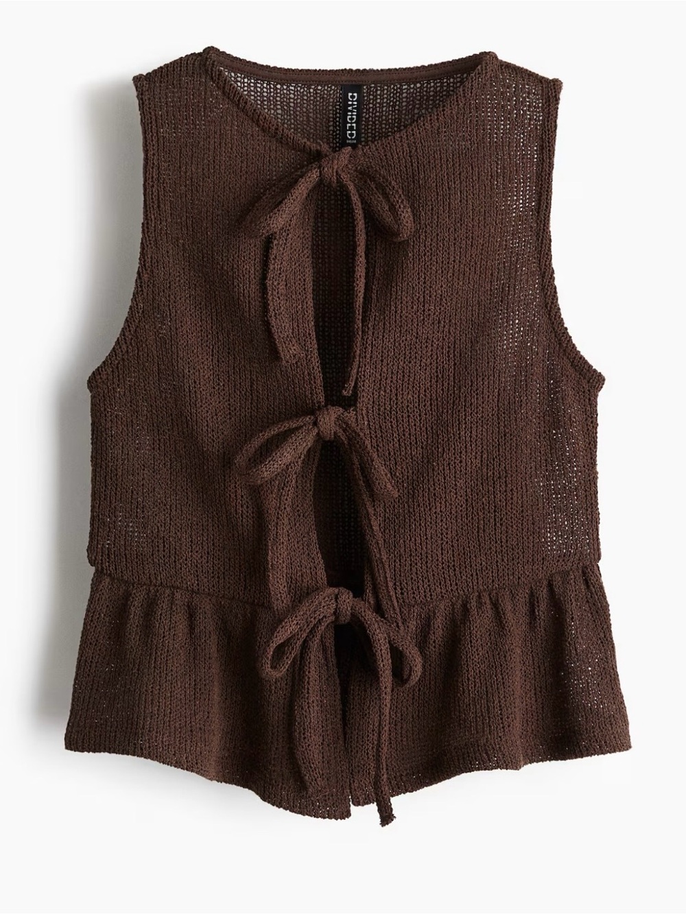 H&M Brown Knit Tie-Front Tank Top